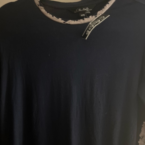 Charlie B Navy Blue Gold Accents Long Sleeve Top SZ Medium - Picture 10 of 11